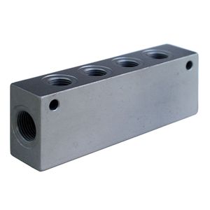Manifold Block X4 1/4' Ports On Top X2 3/8' Ports On The Sides